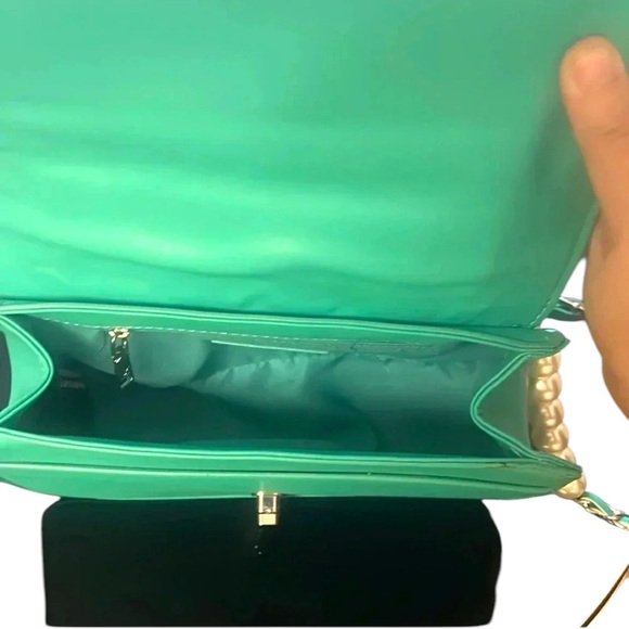 NWT Baffled Mishchka Letter Lock crossbody with bombe & pearls - Picture 7 of 10